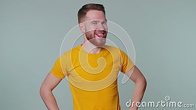 Funny showing tongue making faces at camera, fooling around, joking, aping with silly face, teasing Stock Photo