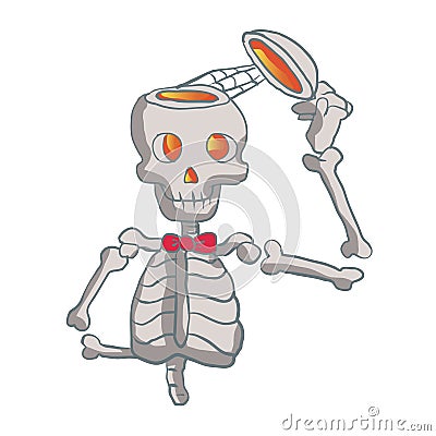 Funny skeleton with bowtie. Vector Illustration