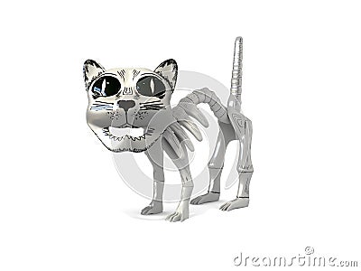 Funny skeleton cat souvenir from mexico 3d illustration isolated in white Stock Photo