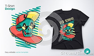 Funny skeleton. Print on T-shirts, sweatshirts and souvenirs Vector Illustration