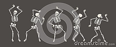 Funny skeletons dancing. Day of Dead, Halloween concept vector illustration Vector Illustration