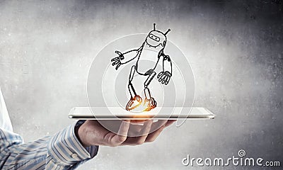 Funny sketched robot Stock Photo