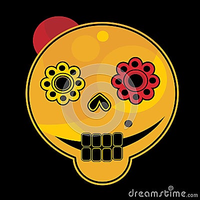 Funny skull face. Vector Illustration