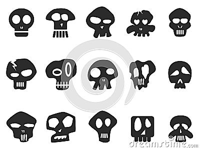 Funny skull icons set Vector Illustration