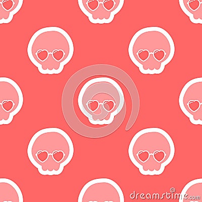 Funny skull in love Vector Illustration