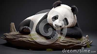 Funny sleepy panda. Panda Bear Sleeping on Tree Branch. Cute Lazy Baby Panda Sleeping. generative ai Stock Photo