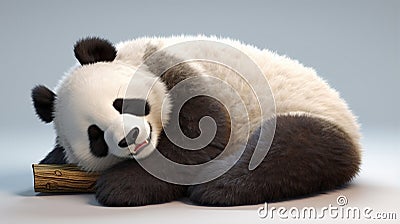 Funny sleepy panda. Panda Bear Sleeping on Tree Branch. Cute Lazy Baby Panda Sleeping. generative ai Stock Photo