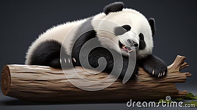 Funny sleepy panda. Panda Bear Sleeping on Tree Branch. Cute Lazy Baby Panda Sleeping. generative ai Stock Photo