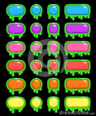 Funny slimy colorful buttons set Stock Photo