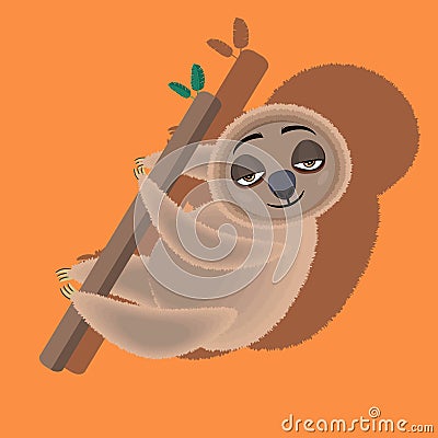 Funny sloth in different poses isolated on background Vector Illustration