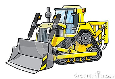 Funny small bulldozer with eyes Vector Illustration