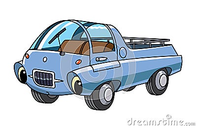 Funny small retro car with eyes Vector Illustration