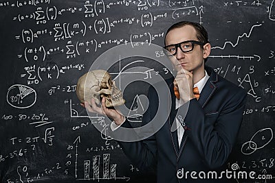 Funny smart nerd Stock Photo