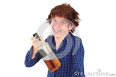 Funny smiling drunk man Stock Photo