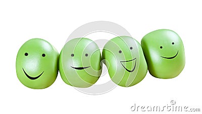 Funny smiling green peas Stock Photo