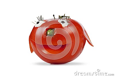 Funny smiling tomato Stock Photo