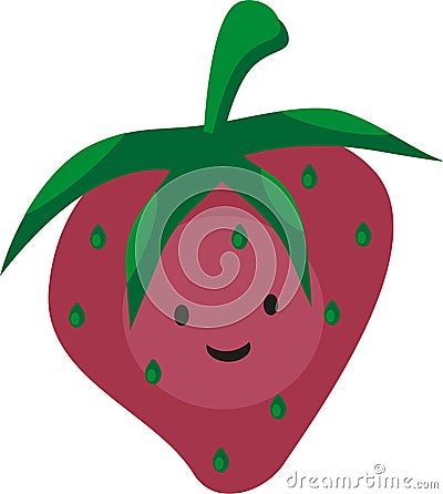 Funny smyley cartoon pink strawberry with eyes Vector Illustration