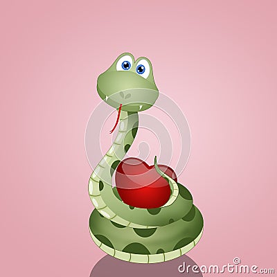 Funny snake with heart Stock Photo