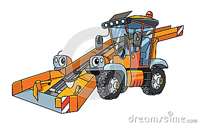 Funny snowthrower car with eyes. Municipal cars Vector Illustration