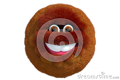 Funny soft furry cookie smiling - 3D Illustration isolated on white background Stock Photo