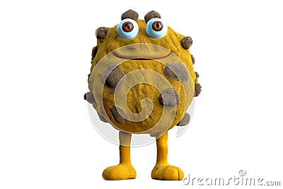 Funny soft furry monster - 3D Illustration isolated on white background Stock Photo