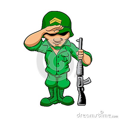 Funny soldier with rifle Vector Illustration