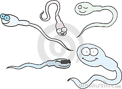 Funny spermatozoids Cartoon Illustration