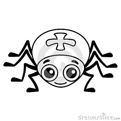 Coloring Insect for children coloring book. Funny spider in a cartoon style Vector Illustration