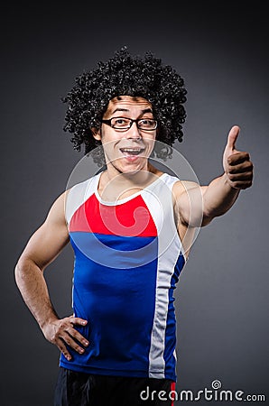 Funny sportsman sporting Stock Photo