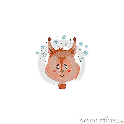 Funny Squirrel Muzzle with Emotion of Shyness Vector Illustration Vector Illustration