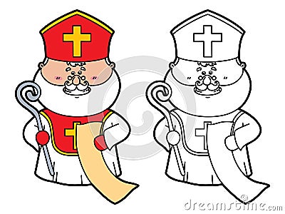 Funny St. Nicholas. Vector Illustration