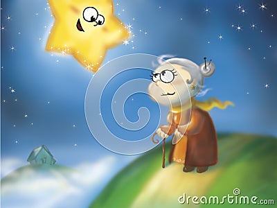 Funny star and granny Vector Illustration
