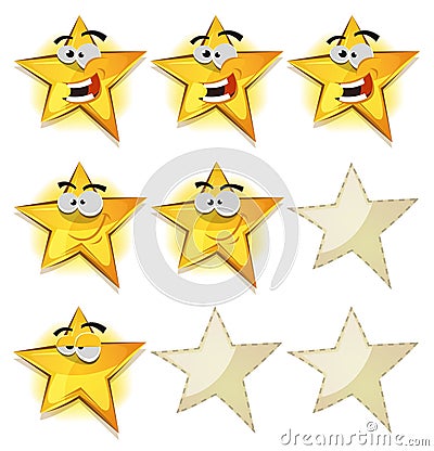 Funny Stars Icons For Ui Game Score Vector Illustration