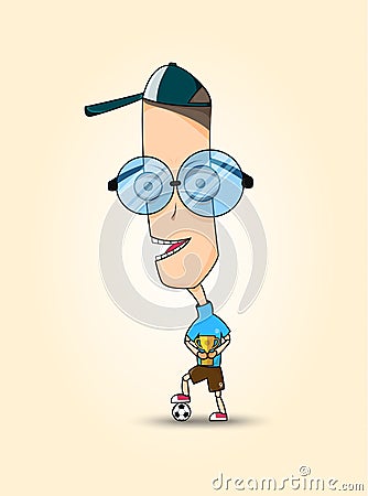 Funny Sticker Boy, Illustration Vector Vector Illustration