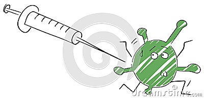 Funny stickman illustration flu vaccination shot patient Cartoon Illustration