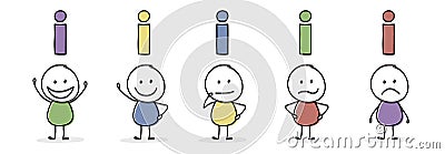 Funny stickman with information symbol. Icons set. Vector Vector Illustration