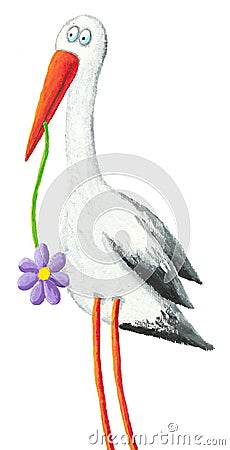 Funny stork Cartoon Illustration