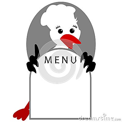 Funny Stork. Bird shows menu. Vector illustration Vector Illustration