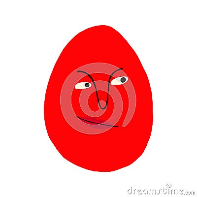 Funny strange eggs with sarcastic face face. Cute quirky comic Easter egg Vector Illustration