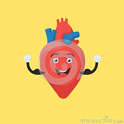 Strong heart character Vector Illustration