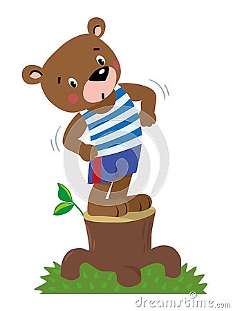 Funny strong little bear Vector Illustration