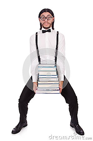 Funny student with books Stock Photo