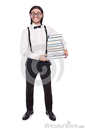 Funny student with books Stock Photo