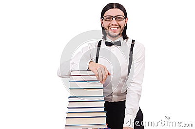 Funny student with books Stock Photo