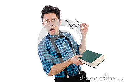 Funny student with books Stock Photo