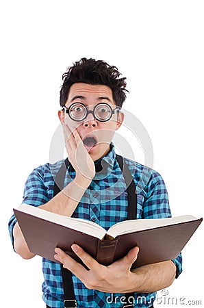 Funny student with books Stock Photo