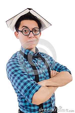 Funny student with books Stock Photo