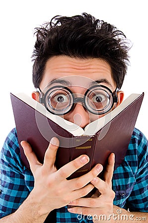 Funny student with books Stock Photo