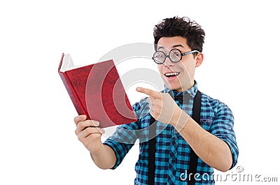 Funny student with books Stock Photo