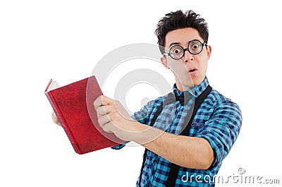 Funny student with books Stock Photo